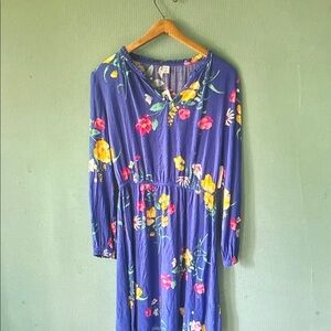 Old Navy Blue Floral Long Sleeve Dress